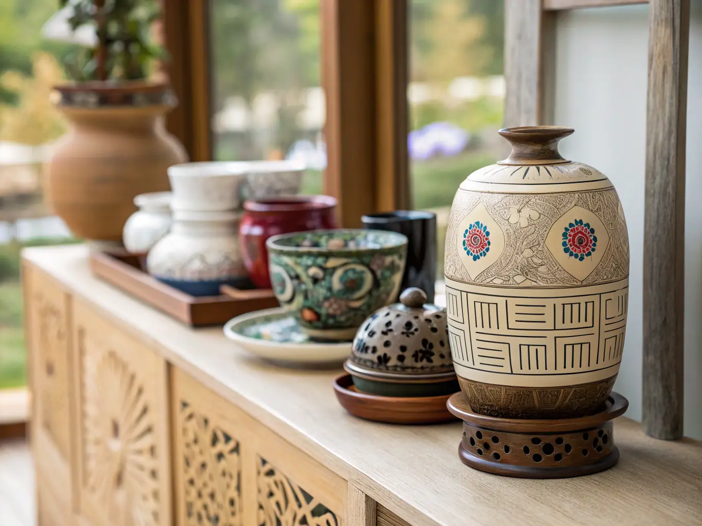A sleek image featuring various Korean household goods, such as innovative kitchen gadgets and stylish home decor items, displayed in a contemporary setting.